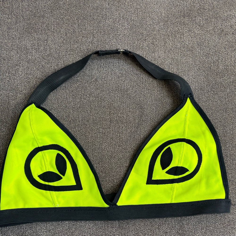 Neon Green and Black Triangle Bralette Top
